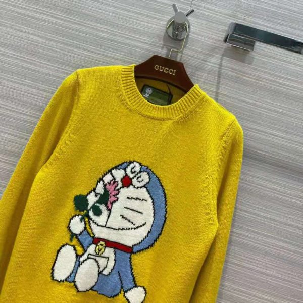 Gucci Women Doraemon x Gucci Wool Sweater Yellow Wool Crewneck (3)