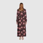 Gucci Women Floral Print Viscose Dress Black Viscose with Pink Floral Print - immagine 13