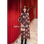 Gucci Women Floral Print Viscose Dress Black Viscose with Pink Floral Print - immagine 15