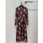 Gucci Women Floral Print Viscose Dress Black Viscose with Pink Floral Print - immagine 2