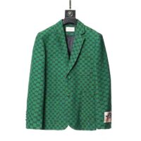 Gucci Women GG Canvas Jacket Green and Blue Organic GG Canvas Cotton