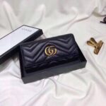 Gucci Women GG Marmont Continental Wallet Black Matelassé Chevron Leather with GG - Image 2