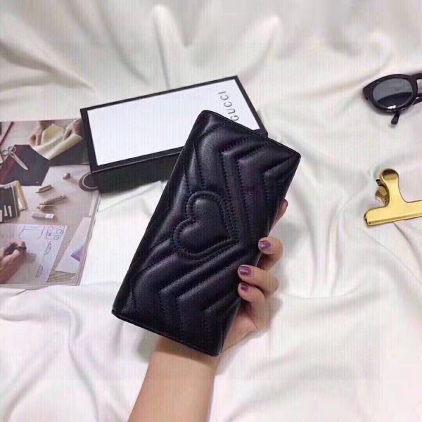 Gucci Women GG Marmont Continental Wallet Black Matelassé Chevron Leather with GG (3)