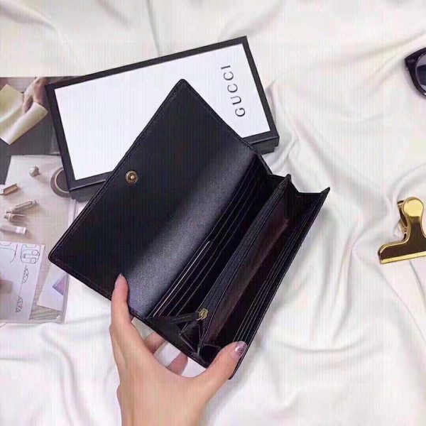 Gucci Women GG Marmont Continental Wallet Black Matelassé Chevron Leather with GG (6)