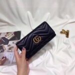 Gucci Women GG Marmont Continental Wallet Black Matelassé Chevron Leather with GG - Image 4