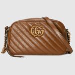 Gucci Femme GG Marmont Petit Sac Bandoulière Matelassé Double G Cuir Matelassé Marron