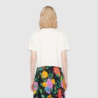 Gucci Women Gucci Cherry Print Cotton T-Shirt Jersey Crewneck Cropped Fit-White (1)