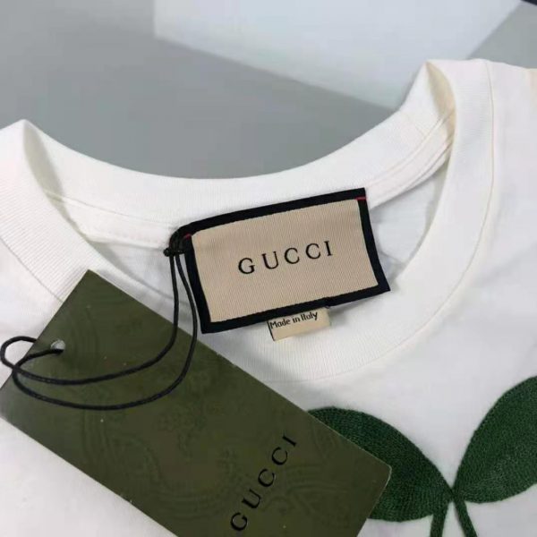 Gucci Women Gucci Cherry Print Cotton T-Shirt Jersey Crewneck Cropped Fit-White (7)
