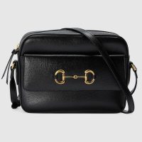 Gucci Women Gucci Horsebit 1955 Small Shoulder Bag Textured Leather-Black