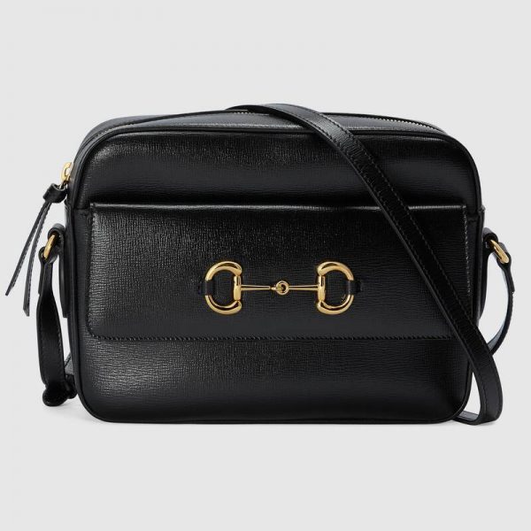 Gucci Women Gucci Horsebit 1955 Small Shoulder Bag Textured Leather-Black