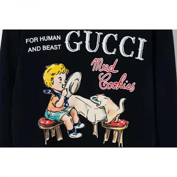 Gucci Women Gucci ‘Mad Cookies’ Print Sweatshirt Cotton Crewneck Slim Fit-Black (4)