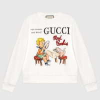 Gucci Women Gucci ‘Mad Cookies’ Print Sweatshirt Cotton Crewneck Slim Fit-White