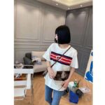 Gucci Women Interlocking G Stripe Print T-Shirt Cotton Jersey Crewneck Oversize Fit-White - Image 10