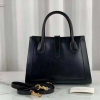 Gucci Women Jackie 1961 Medium Tote Bag Black Leather