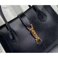 Gucci Women Jackie 1961 Medium Tote Bag Black Leather