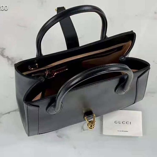 Gucci Women Jackie 1961 Medium Tote Bag Black Leather (6)