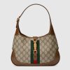 Gucci Women Jackie 1961 Small Shoulder Bag Beige/Ebony GG Supreme Canvas