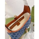 Gucci Women Jackie 1961 Small Shoulder Bag Washed Organic GG Jacquard Denim - Image 9