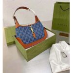 Gucci Women Jackie 1961 Small Shoulder Bag Washed Organic GG Jacquard Denim - Image 2