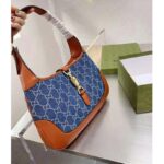 Gucci Women Jackie 1961 Small Shoulder Bag Washed Organic GG Jacquard Denim - Image 3