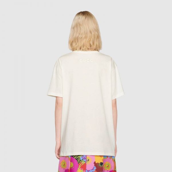 Gucci Women Ken Scott Print Cotton T-Shirt Crewneck Oversize Fit (1)