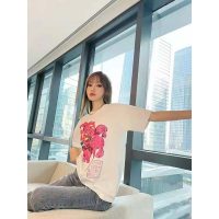 Gucci Women Ken Scott Print Cotton T-Shirt Crewneck Oversize Fit