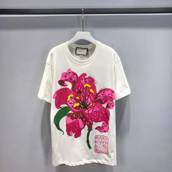 Gucci Women Ken Scott Print Cotton T-Shirt Crewneck Oversize Fit (4)
