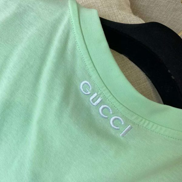 Gucci Women Ken Scott Print Cotton T-Shirt Purple Flower Crewneck Oversize Fit-Lime (11)