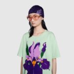 Gucci Women Ken Scott Print Cotton T-Shirt Purple Flower Crewneck Oversize Fit-Lime - Image 12