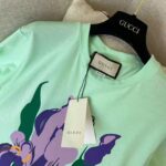 Gucci Men Ken Scott Print Cotton T-Shirt Purple Flower Crewneck Oversize Fit-Lime - Image 6