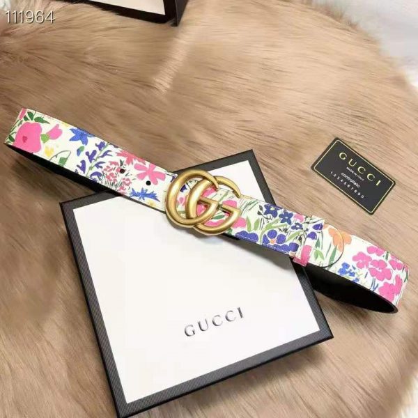 Gucci Women Ken Scott Print GG Marmont Belt Double G Buckle 4 cm Width (2)