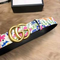 Gucci Women Ken Scott Print GG Marmont Belt Double G Buckle 4 cm Width