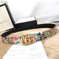 Gucci Women Ken Scott Print GG Marmont Belt Double G Buckle 4 cm Width