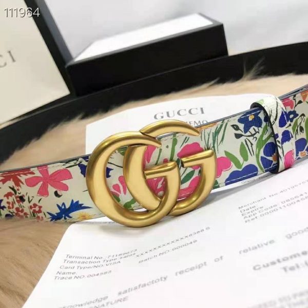 Gucci Women Ken Scott Print GG Marmont Belt Double G Buckle 4 cm Width (6)