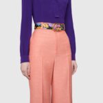 Gucci Women Ken Scott Print GG Marmont Belt Double G Buckle 4 cm Width-Black - immagine 11