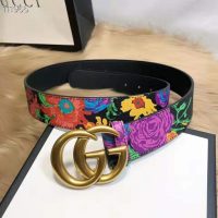 Gucci Women Ken Scott Print GG Marmont Belt Double G Buckle 4 cm Width-Black