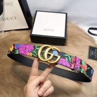 Gucci Women Ken Scott Print GG Marmont Belt Double G Buckle 4 cm Width-Black