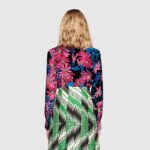 Gucci Women Ken Scott Print Silk Shirt Point Collar Front Pocket - Image 14