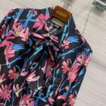 Gucci Women Ken Scott Print Silk Shirt Point Collar Front Pocket - Image 6