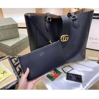 Gucci Women Medium Tote with Double G Black Leather