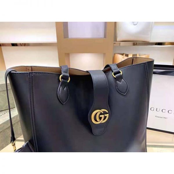 Gucci Women Medium Tote with Double G Black Leather (6)