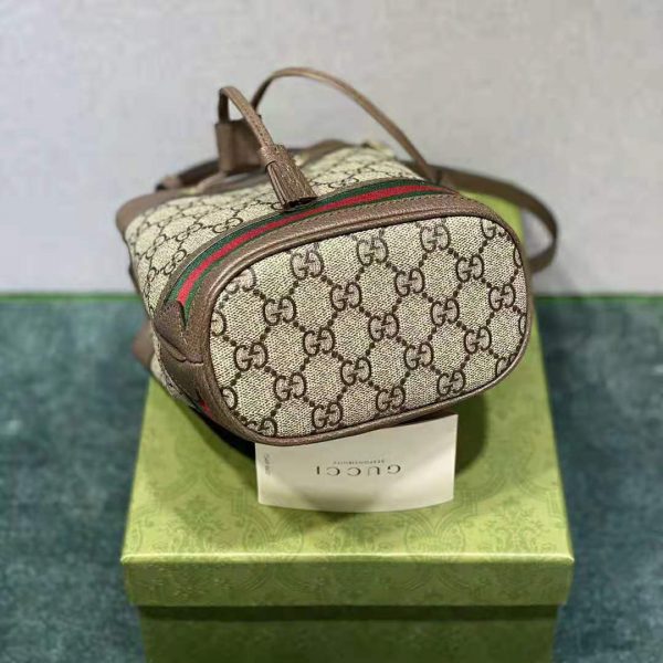 Gucci Women Ophidia Mini GG Bucket Bag Beige and Ebony GG Supreme Canvas (1)