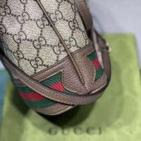 Gucci Women Ophidia Mini GG Bucket Bag Beige and Ebony GG Supreme Canvas