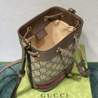 Gucci Women Ophidia Mini GG Bucket Bag Beige and Ebony GG Supreme Canvas
