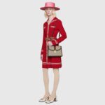 Gucci Women Ophidia Small Top Handle Bag with Web Beige GG Supreme Canvas - Image 10