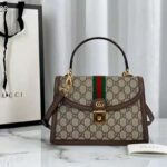 Gucci Women Ophidia Small Top Handle Bag with Web Beige GG Supreme Canvas - Image 2