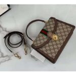 Gucci Women Ophidia Small Top Handle Bag with Web Beige GG Supreme Canvas - Image 3