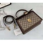 Gucci Women Ophidia Small Top Handle Bag with Web Beige GG Supreme Canvas - Image 7
