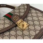 Gucci Women Ophidia Small Top Handle Bag with Web Beige GG Supreme Canvas - Image 9