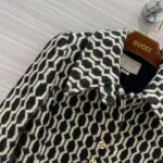 Gucci Women Optical Tweed Jacket Wool Black and Ivory Optical Tweed Point Collar - Image 7